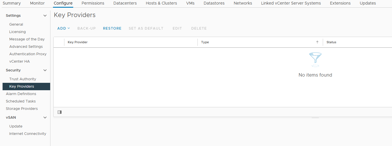 vCenter Key Providers