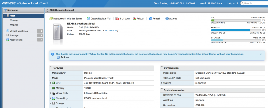 VMware ESXi Host Client