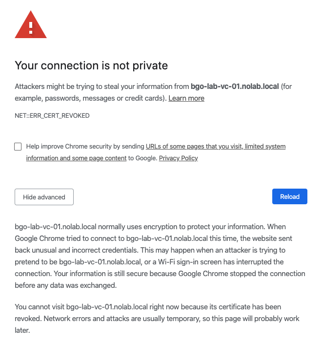 macOS Catalina Chrome SSL Warning