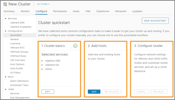 vSAN 6.7u1 — Cluster Quickstart
